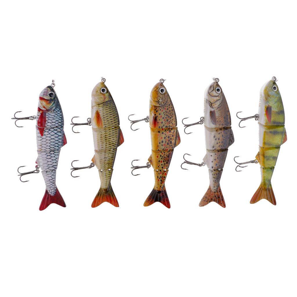 5pcs Multi Jointed Bass Striper Crappie Fishing Bait Swimbait Lure Life-like