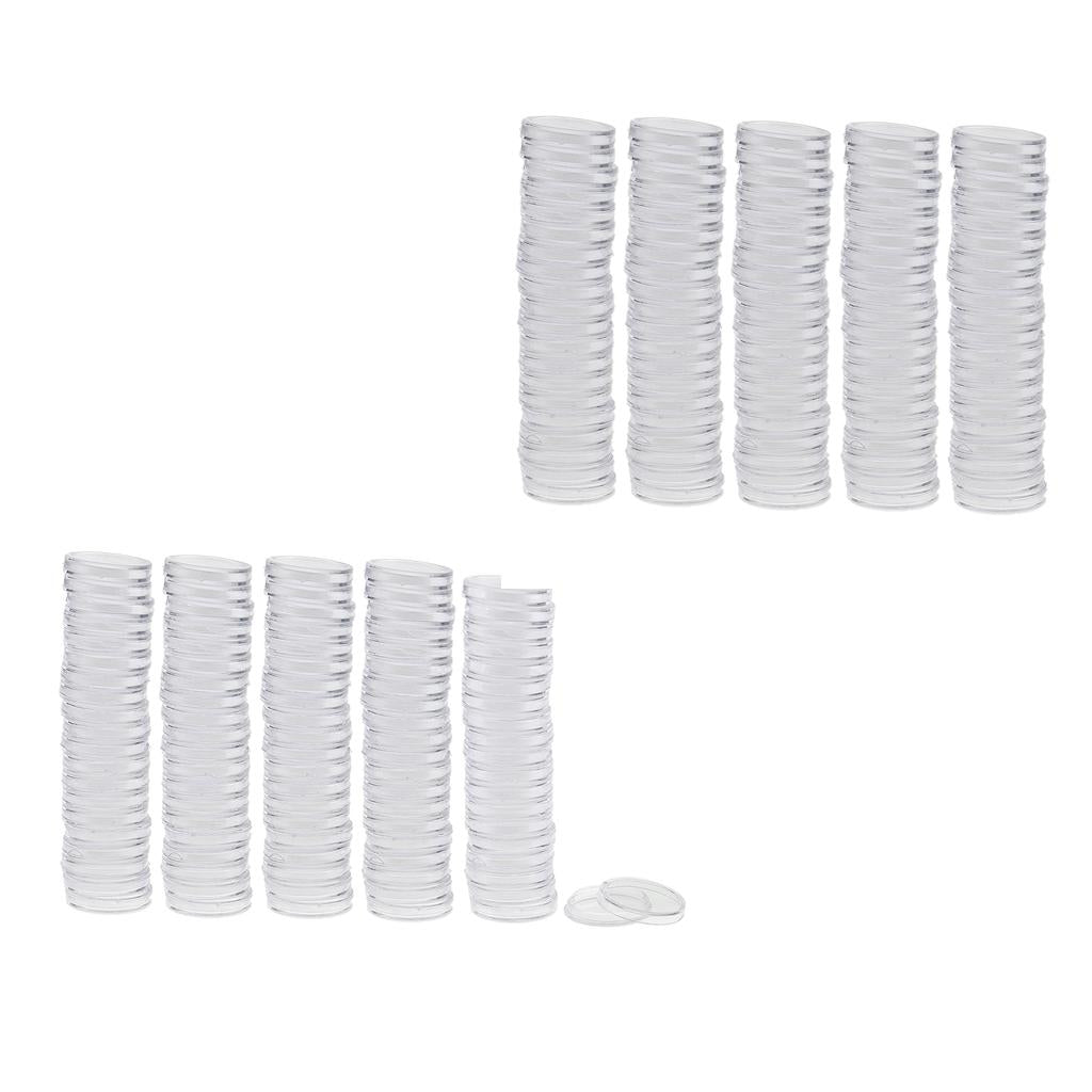 200pcs Clear Round Plastic Coin Capsules Container Storage Holder Case 22mm