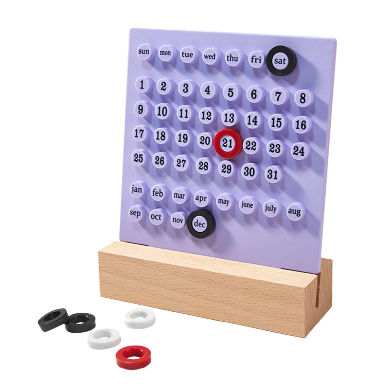 Desk Calendar Ornaments Educational Toy Desktop Date Planner Montessori Violet