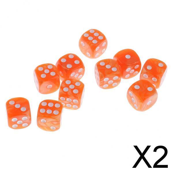 2x10 Pieces Plastic 6-sided Digital Dice D6 for Party Bar Table Game Orange