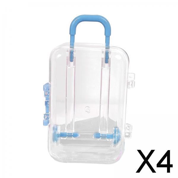 4xJewelry Organiser Suitcase Shape Portable Treasure Chest Box Keepsake Blue