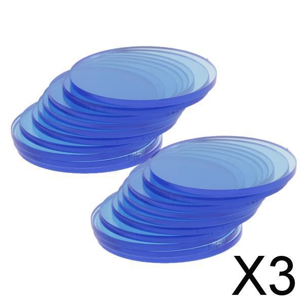3x20pcs Mini Acrylic Round Base Display Stand Board Discs Accessory 4cm Blue