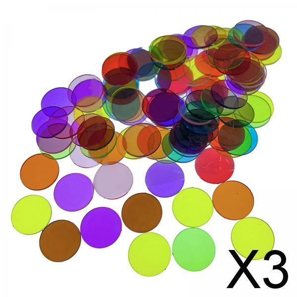 3x100x Math Counters for Kids Bingo Counting Chips for Classroom Office Lodges 19mm clear