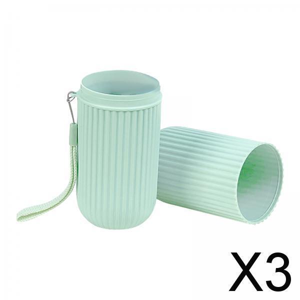 3xBusiness Trips Wash Cup Holder Dustproof for School Outdoor Family Daily Use green