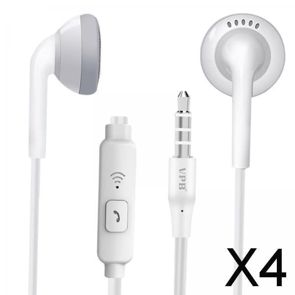 4xUniversal S7 3.5mm Wired In-Ear Earphone for Phones PC laptop Bagged White