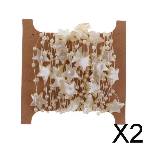 2x5m Artificial Pearls Beads Garland Chain Stars Decoration for Wedding Party