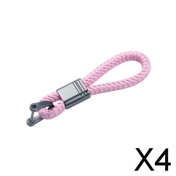 4xBraided Rope Key Chain Wristlet Bracelet Keychain Lanyard Car Key Chain Pink