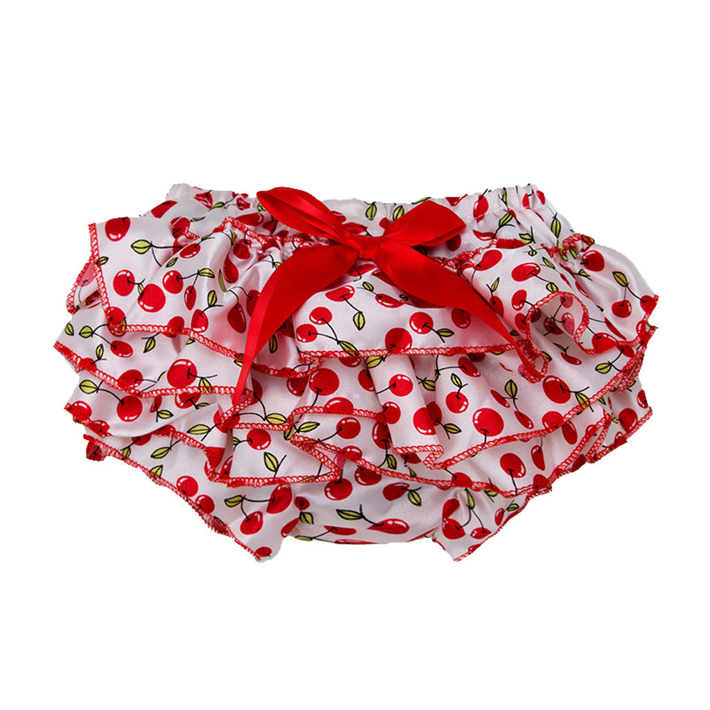 Baby Girls Soft Satin Diaper Cover Bloomers 3-6M Cherry