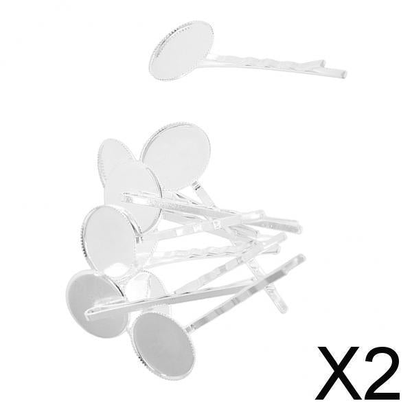 2x10 Pieces Hairpin Hair Clips Hairpin Base Setting Cabochon Cameo Trays