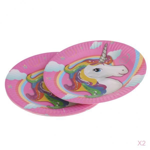 20 Pieces Magical Unicorn Paper Plate Birthday Party Disposable Tableware