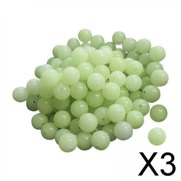 3x100 Pieces Acrylic Luminous Beads Round for Bracelet Jewelry Making Keychain 4mm