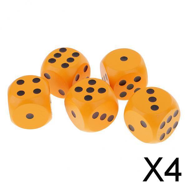 4x5 Piece/Set 3cm Wooden Dice D6 Six Sided Dotted Dice for D&D TRPG Toy Orange