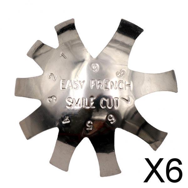 6xEasy French Tip Trim Edge Trimmer Cutter Stencil Nail Art Tool Silver