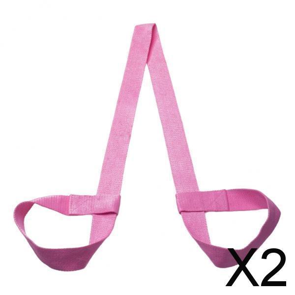 2xCotton Yoga Mat Strap Pilates Mat Carrier Fitness Stretchy Loop Pink