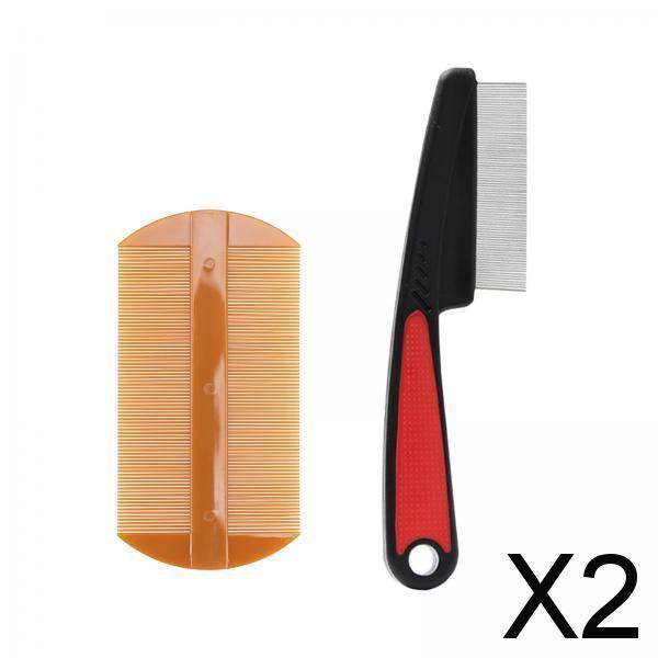 2x2Pcs Flea Comb Dog Hair Comb for Small Medium Large Dogs Kitty Cleaning Tool