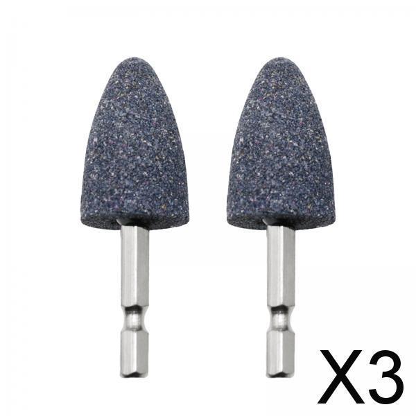 3x2Pcs Grinding Wheel Head 6.35mm Wheel Bit for Jade Bearings Cemented Carbide Conical 71mm