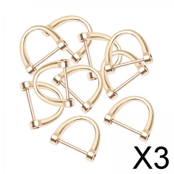 3x10 Pieces D Rings Keychain Horseshoe Buckles for DIY Backpacks Replacement Golden
