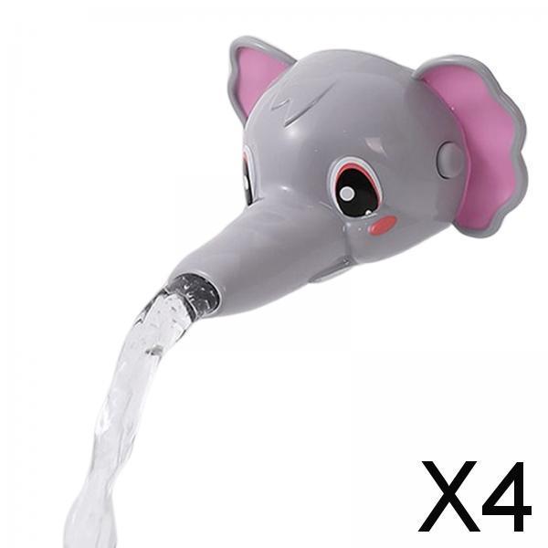 4xAnimal Shaped Kids Faucet Extender Anti Splash for Kids Gray Elephant