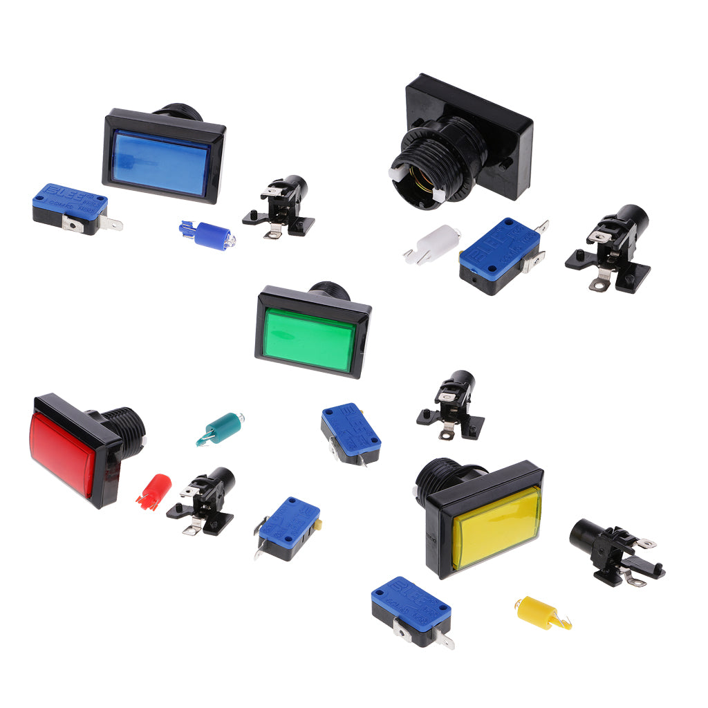 1 Set Rectangle Arcade Machine Game Button with Led Illuminated Push Button