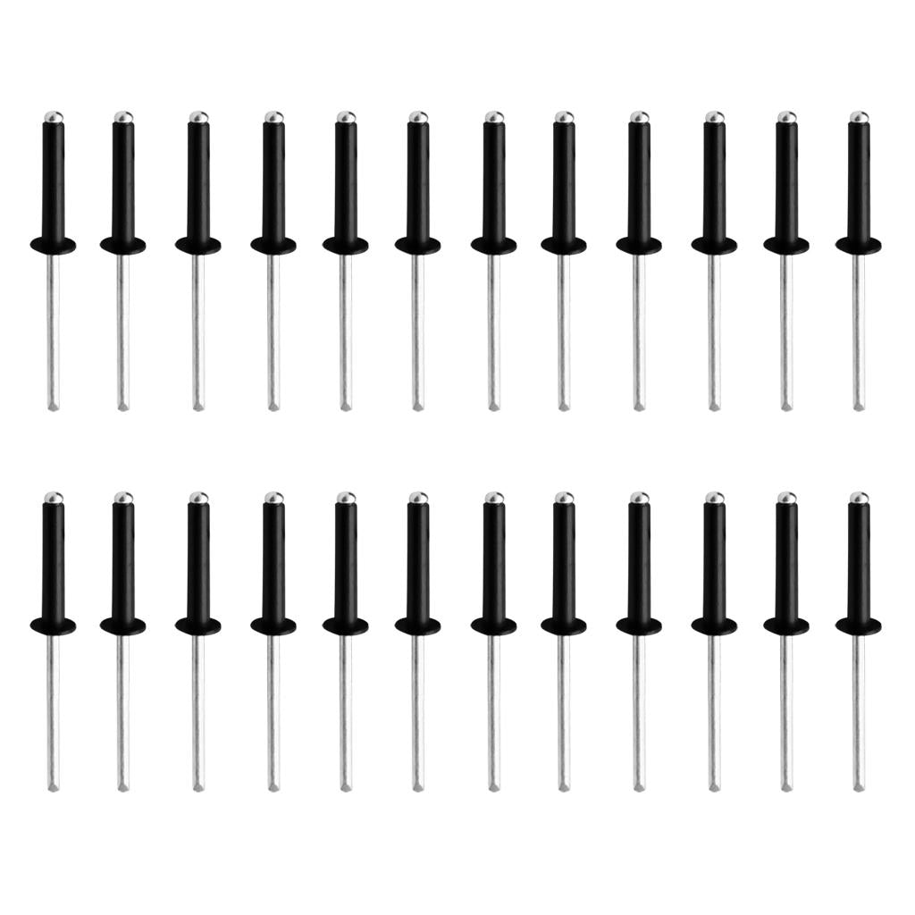 Aluminum Pop Rivets Blind Rivets Dome Head Open End Black M3.2 x 16 (24 Pack)