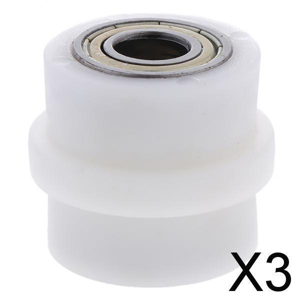 3xTensioner Wheel Motorcycle Chain Pulley Pit Dirt Roller Slider (Blue) White