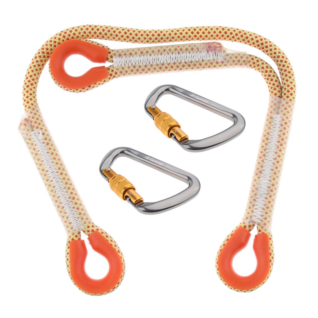 11mm Rock Climbing Nylon Pre-sewn Prusik Loop Y Lanyard with 2pcs Carabiner