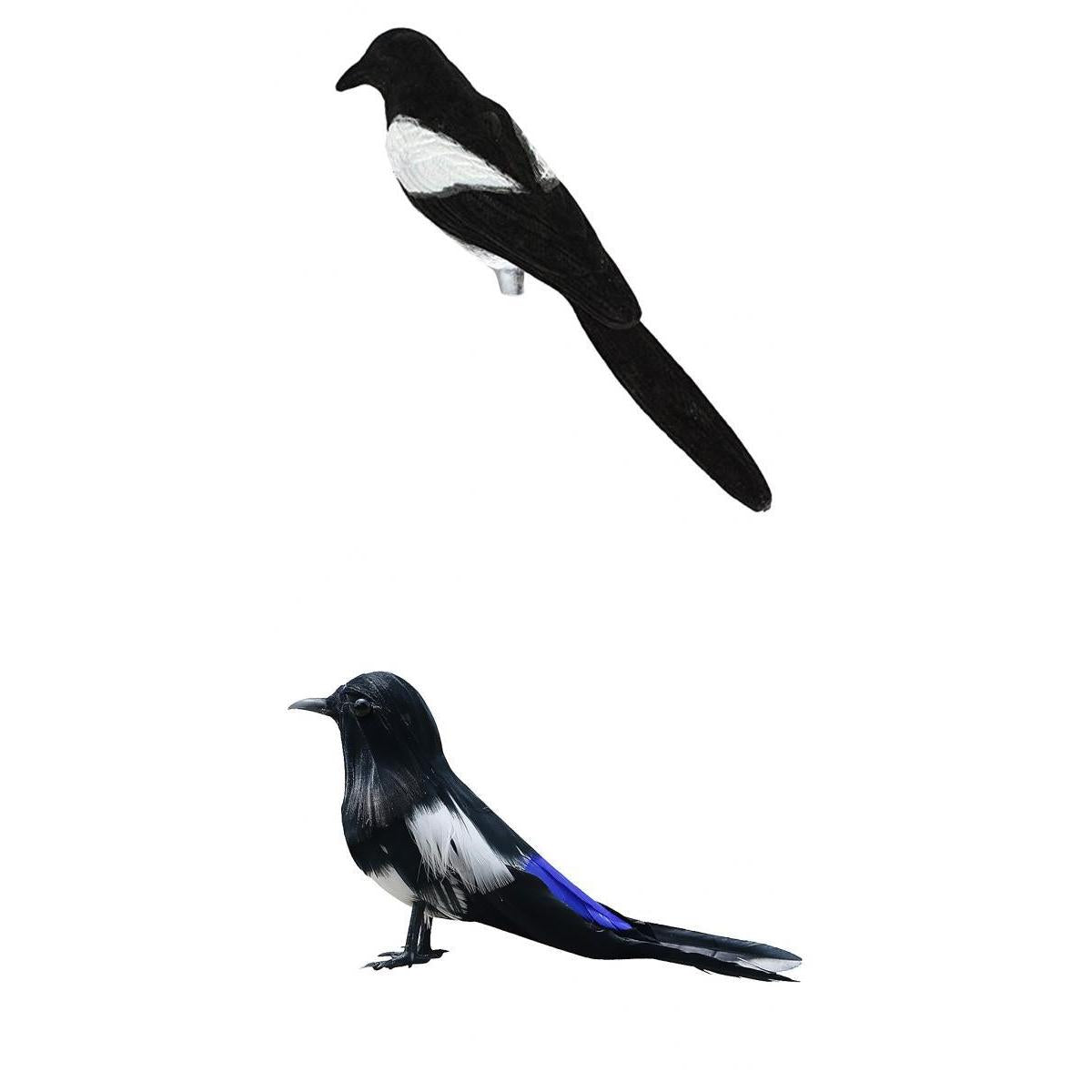2 Piece Artificial Bird Feathered Realistic Garden Home Ornament Magpies
