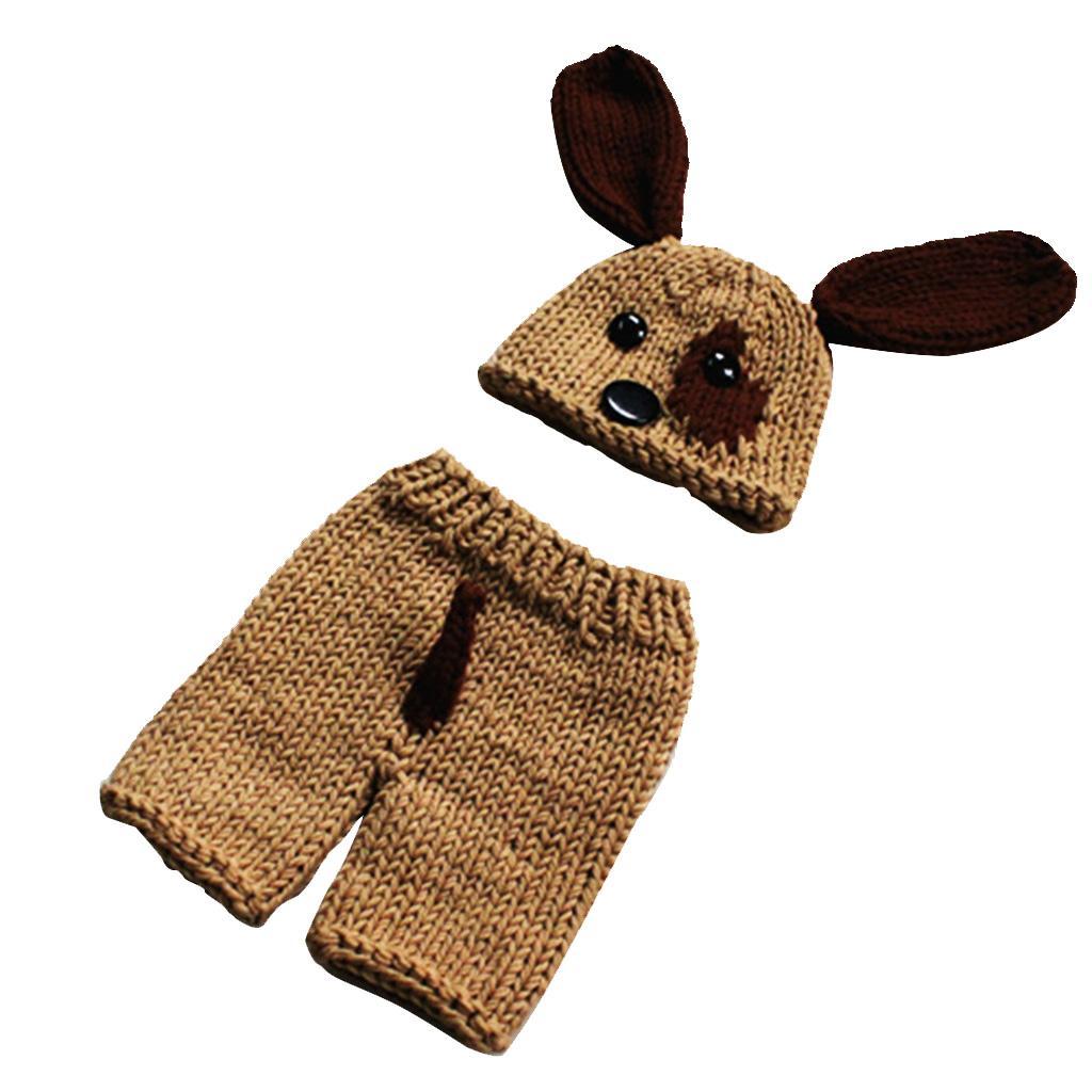 0-3Months Baby Boy Girl Crochet Cute Puppy Hat Outfits Photo Photography Prop