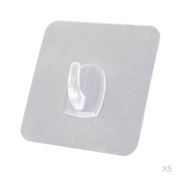 5pcs Traceless Wall Hook Adhesive Hook Sticky Clothes for Bathroom Kitchen