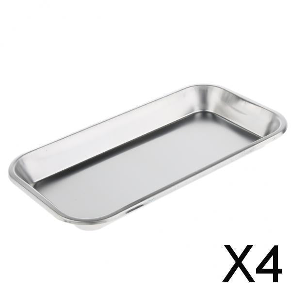 4xThick Stainless Steel Dental Instrument Disinfection Tray