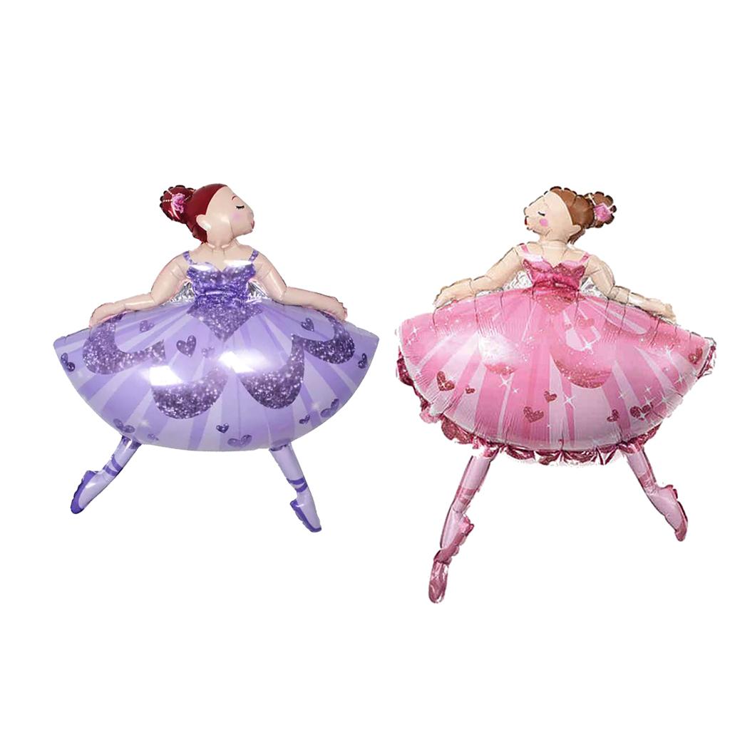 2pcs Set Ballet Dancing Girl Foil Balloon Baby Shower Christening Decor