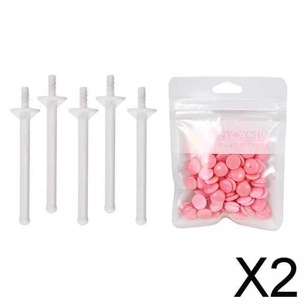 2x1Bag Depilatory Wax Waxing Beads Hair Removal Set & 5x Applicator Rose