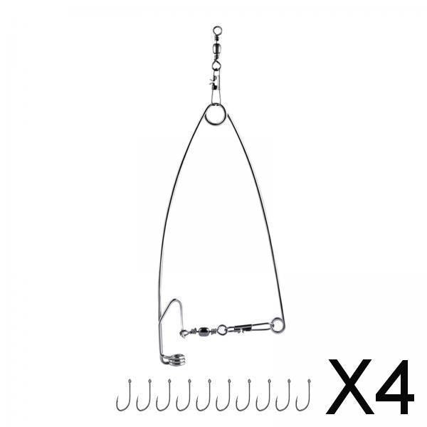 4xAutomatic Fishing Hook Hooks Fishing Hooks for Lakes Ice Fishing size 12