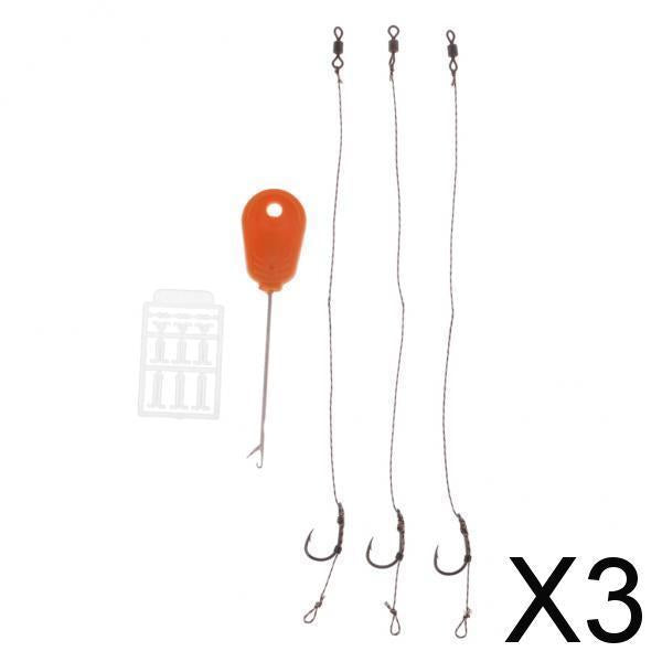 3x5pcs Ready Tied Carp Fishing Rigs Hair Rigs Bait Needle Boilie Stopper 002