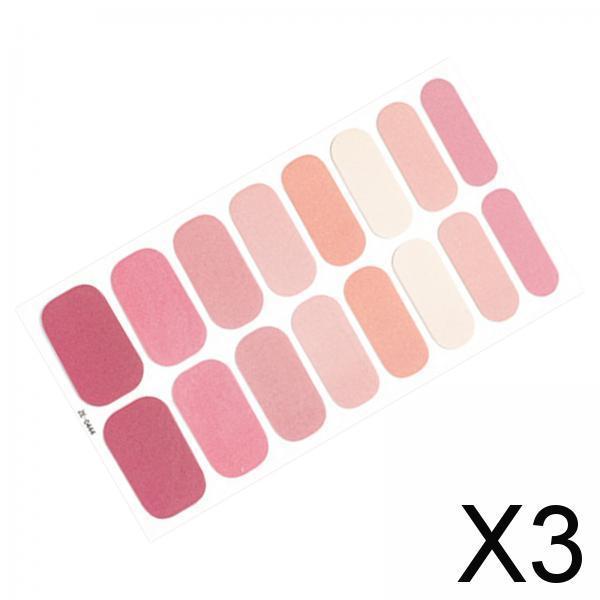 3x16 Pieces Cured Gel Nail Strips Self Adhesives Gel Nail Wrap Stickers Decals Style F