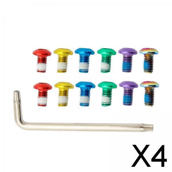 4x12x Bike Disc Brake Rotor Bolt M5x9mm T25 Screw Water Cage Mount Bolt Mixed Color