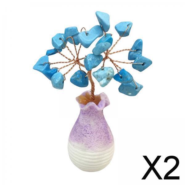 2xMini Crystal Tree Wealth Luck Tree Positive Energy for Tabletop Home Decor