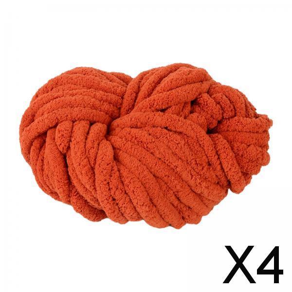 4xChunky Chenille Yarn Washable Super Bulky Yarn for Crocheting Throw Knitting Rust Red