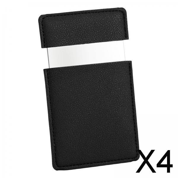 4xSquare Mini Makeup Mirror Travelling Outdoor with PU Leather Cover Black