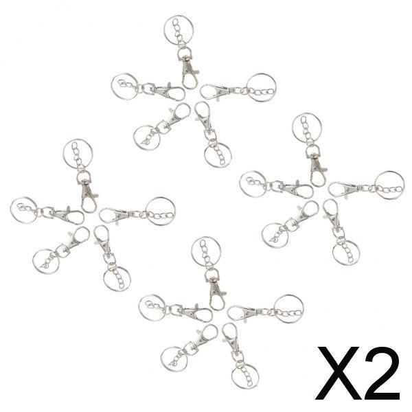 2x20 Pieces Lobster Clasps Claw Swivel Trigger Clips Snap Hooks Key Ring