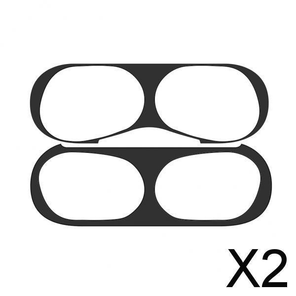 2xMetal Dust Guard Protect For Airpods Pro Case Shell Skin Stickers Black