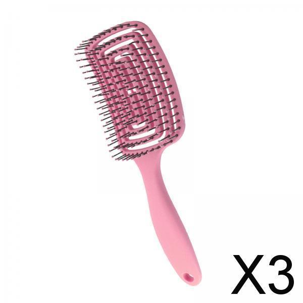 3xDetangle Hairbrush Fast Drying Hair Vented Hair Brush for Barber Pink