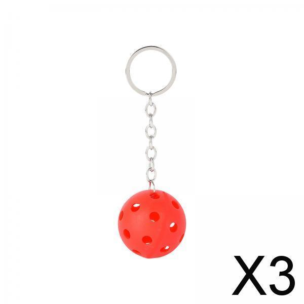 3xPickleball Keychain Portable Pickleball Bag for Backpack Hoilday Handbag red