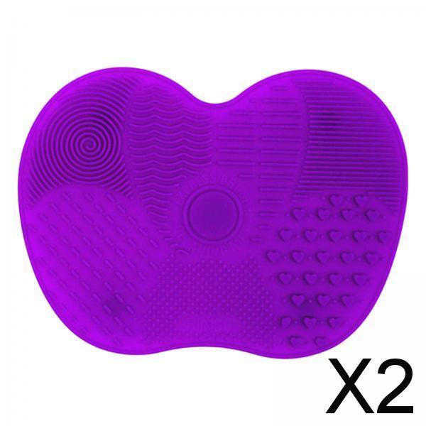 2xPortable Brush Cleaner Pad Foldable Professional Reusable Scrubber Mat Deep Purple
