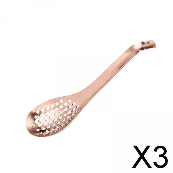 3xSpherification Spoon Stainless Small Slotted Spoons for Curry Sauces Cereals Rose Gold