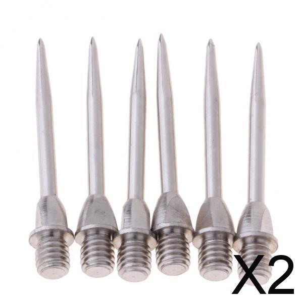 2x6 Pieces Darts Steel Tip Replacement Points Standard 2BA Thread Silver