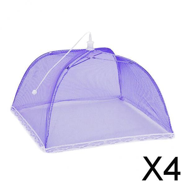 4xFood Covers Tent Collapsible Screen For Camping Picnic Pop-Up Purple