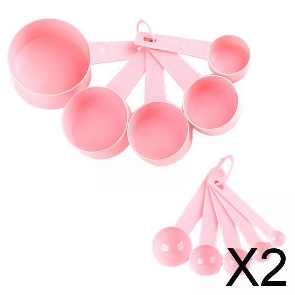 2x10x Measuring Spoons & Cups Coffee Scoops Teaspoon with Scale Pink