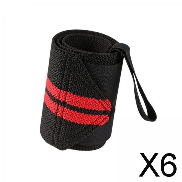 6xWrist Wraps Weightlifting Women Unisex for Weight Bearing Strain Working Out Red