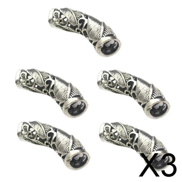 3x5pcs 9mm Alloy Metal Dreadlock Beads Hair Braid Rings DIY Cuff Clips Tube